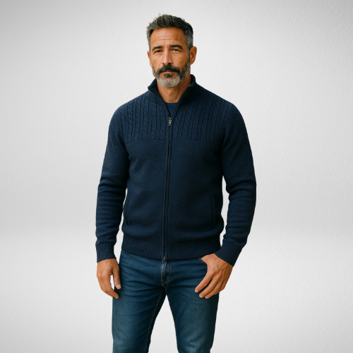 Wool-Blend Zip Cardigan