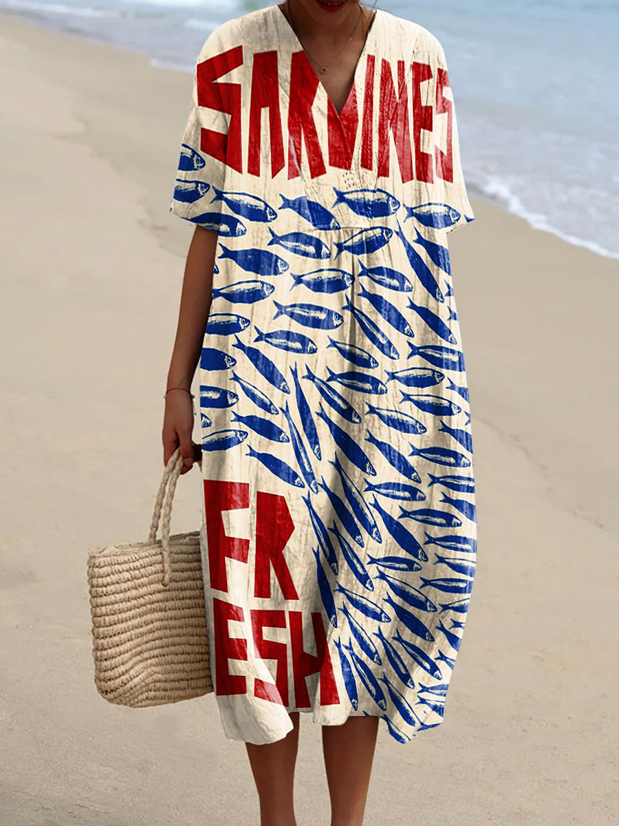 PERLE™ | Robe Imprimé Sardines