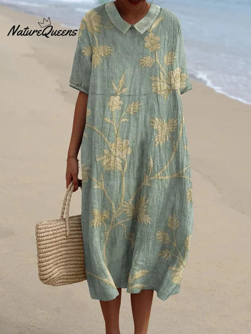 PERLE™ | Robe Fleurie à Col Claudine