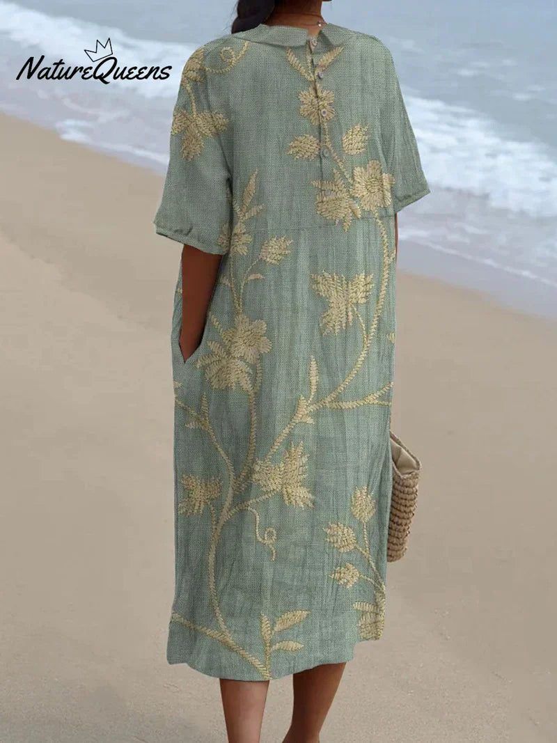 PERLE™ | Robe Fleurie à Col Claudine