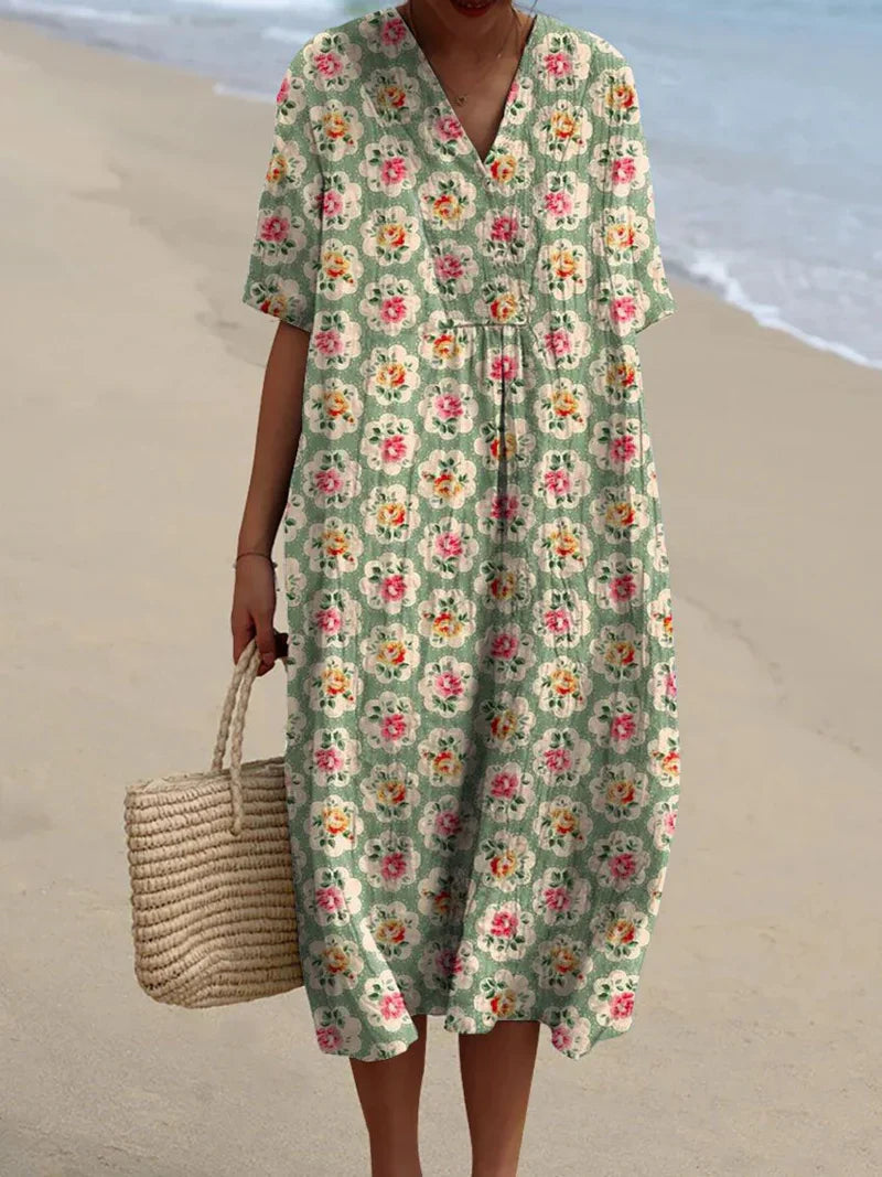 PERLE™ | Robe florale vintage vert d’eau