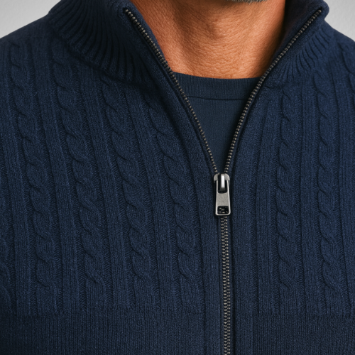 Wool-Blend Zip Cardigan